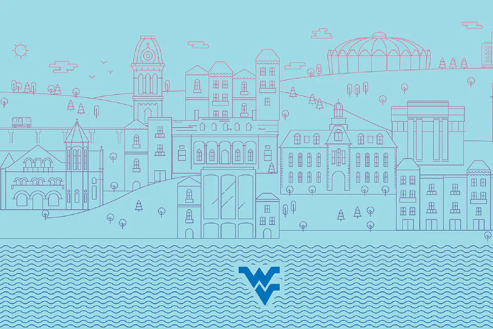 Campus Outline on a light blue background