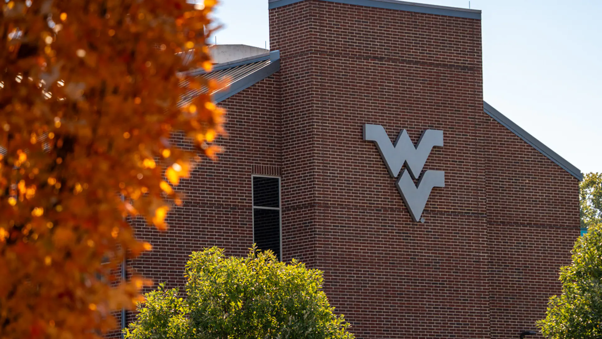 Flying WV logo on Health and Education Building