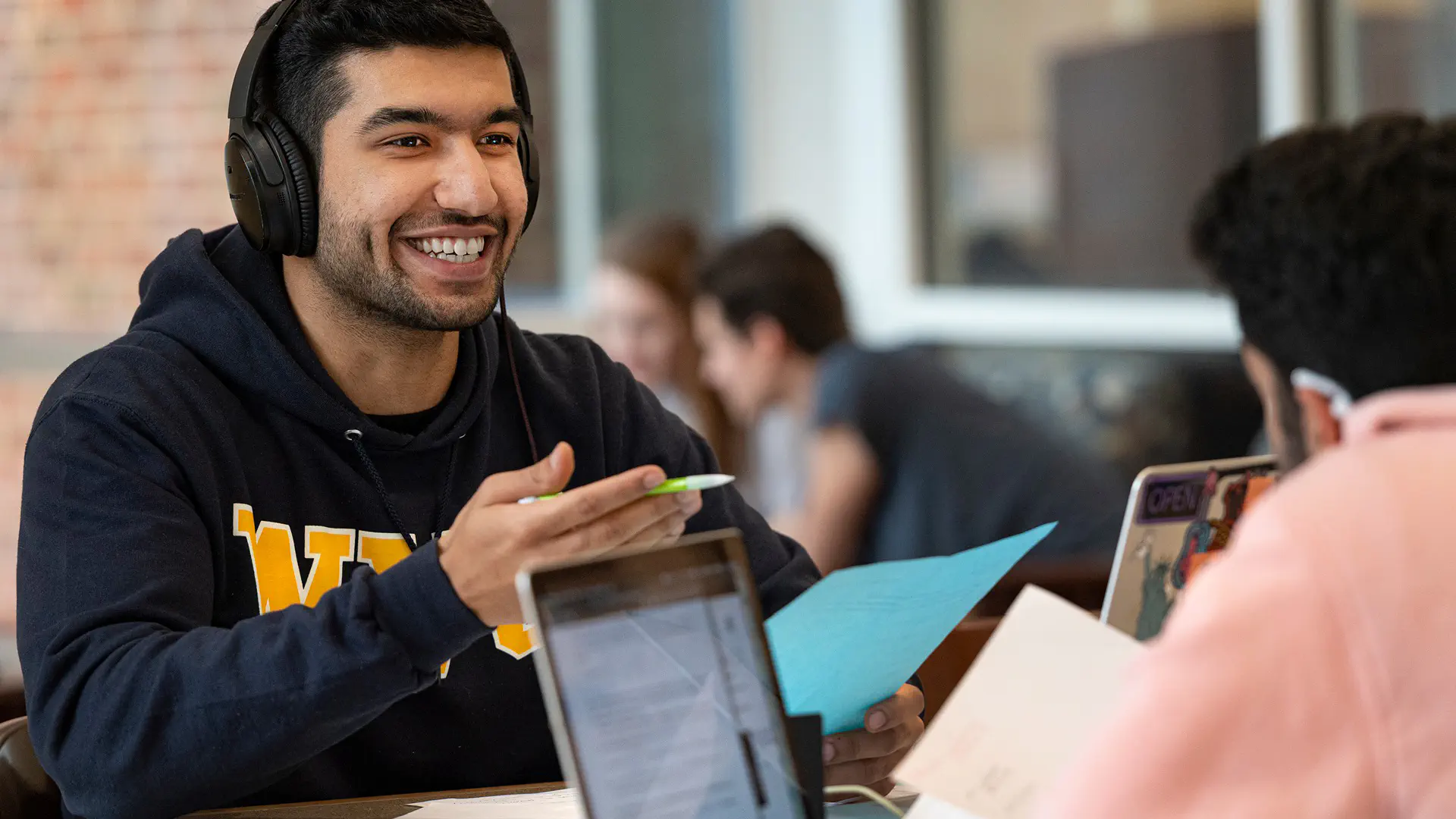 Student wearing headphones