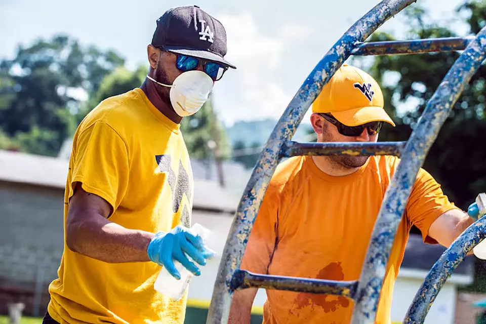 Disinfecting playground equipment