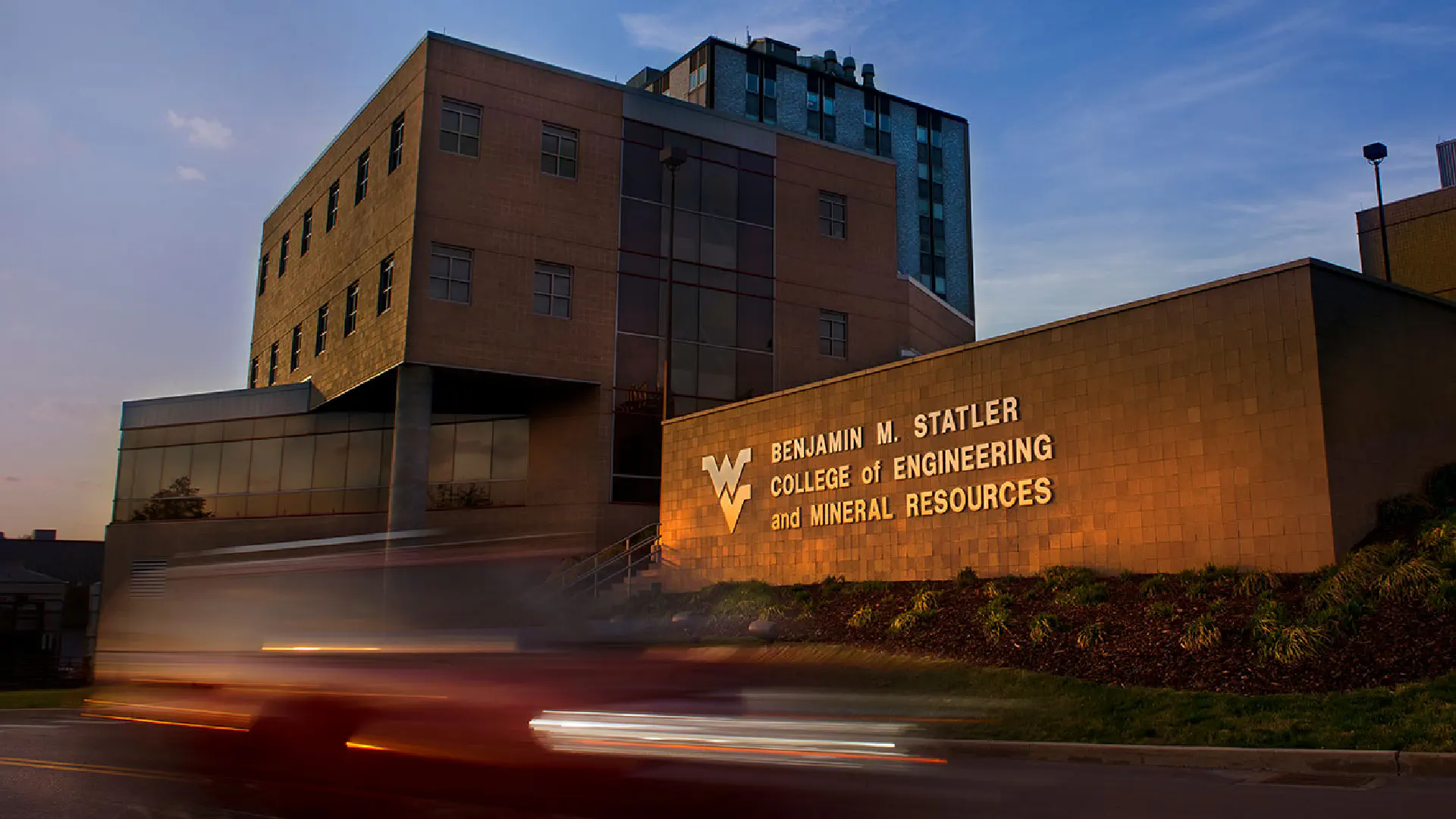 Engineering Sciences Building at sunset